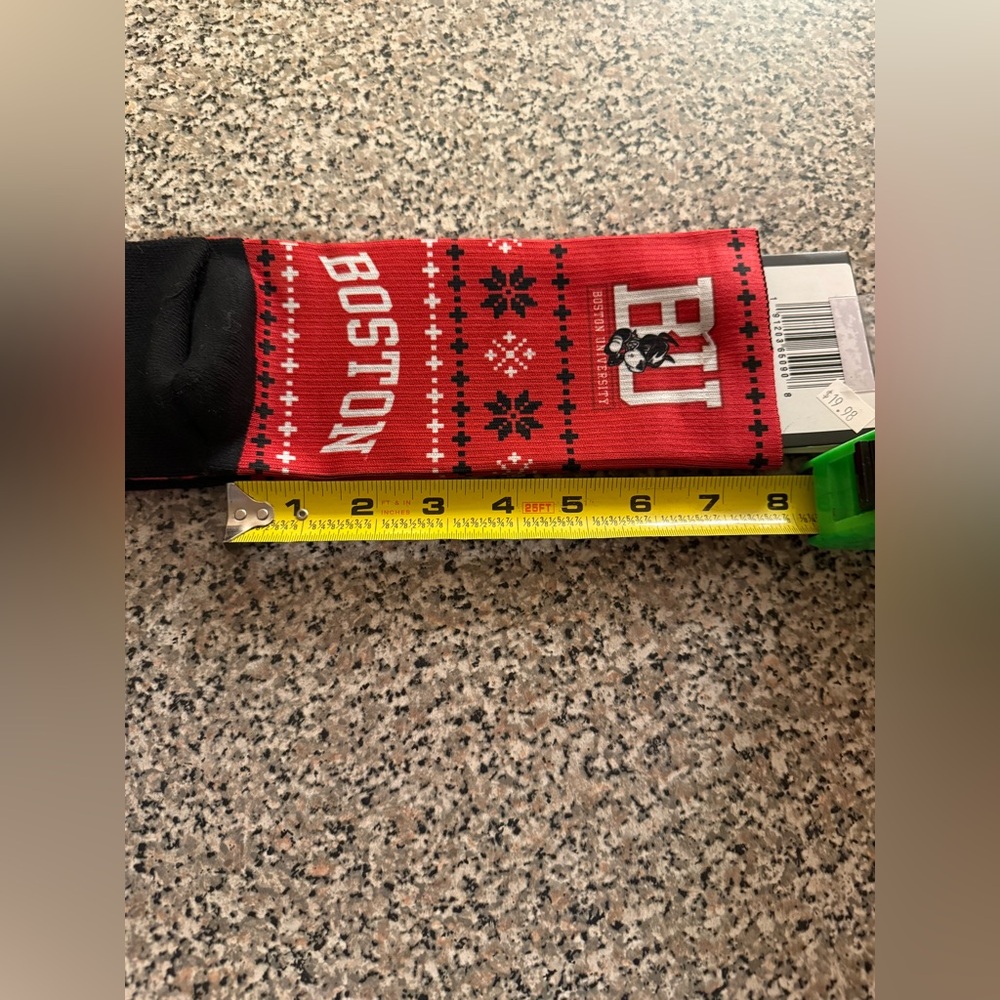 Boston University Terriers themed Strideline socks holiday sweater" pattern NWT - Picture 5 of 5